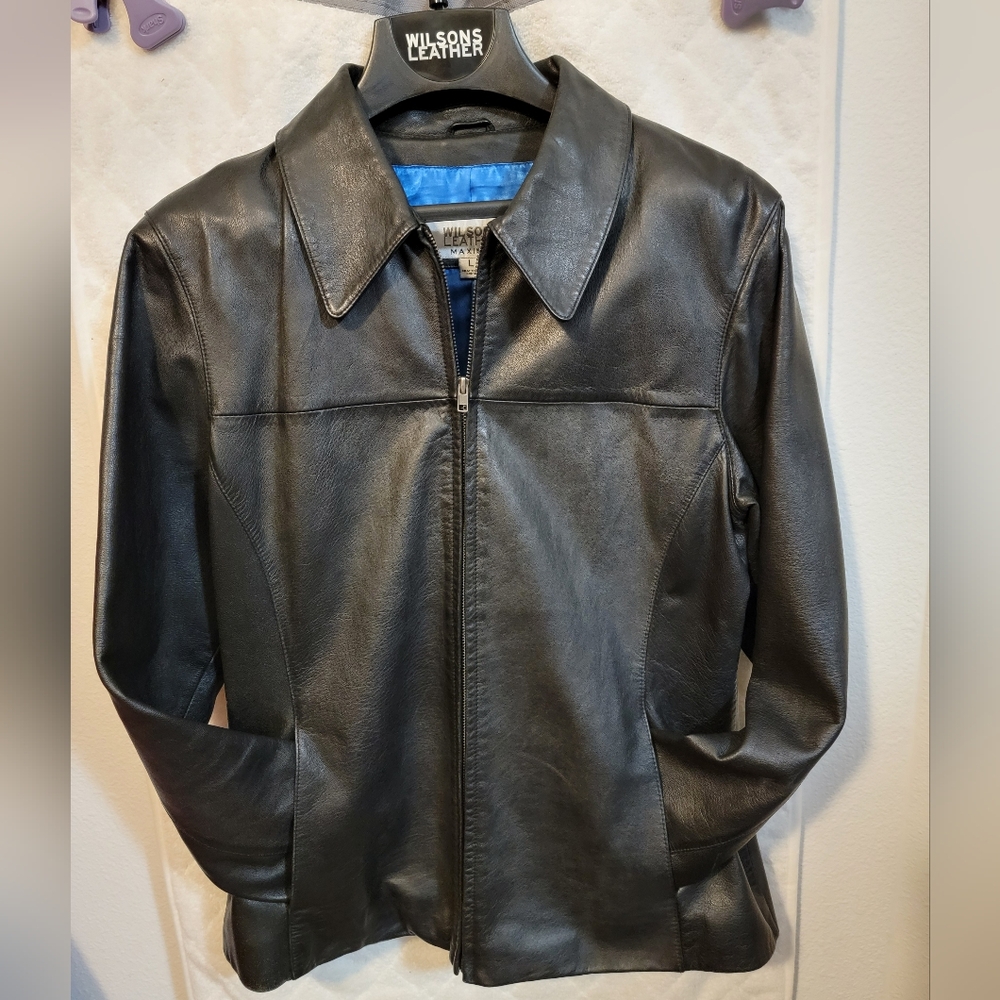 Wilsons Leather Maxima Black Leather Jacket Size L
